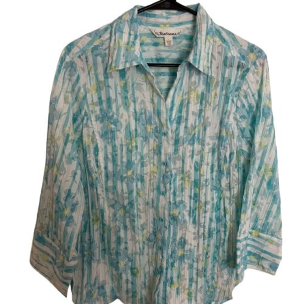 Ladies Tantrums LS Multi-Color Teal‎ Shirt Sz L